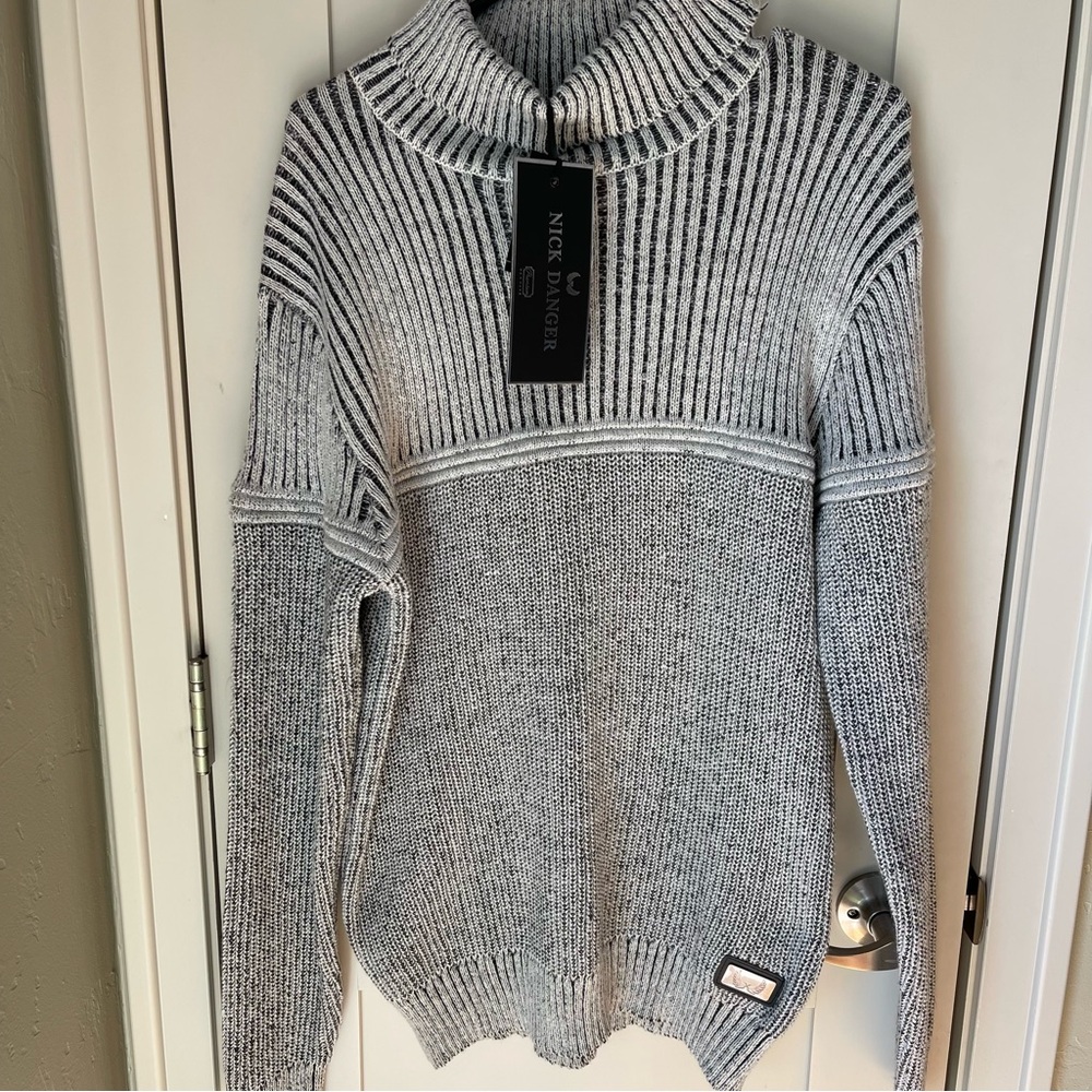 Nick Danger Pullover Ribbed Turtleneck Mens Sweater Size XL‎ Flex Fit NWT